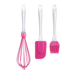 Casa si Gradina - Bucatarie si vesela - Ustensile bucatarie - Seturi ustensile de bucatarie - Set 3 ustensile patiserie  (tel perie de uns si spatula) ROZ Maner cu Sclipici - Infinity.ro
