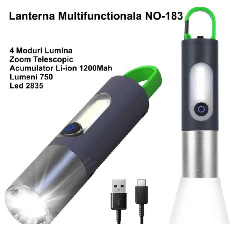 Casa si Gradina - Corpuri si surse de iluminat - Iluminat exterior - Lanterne - Lanterna de Camping 20cm cu Acumulator si Agatatoare Digital Thunder XST 836 - Infinity.ro