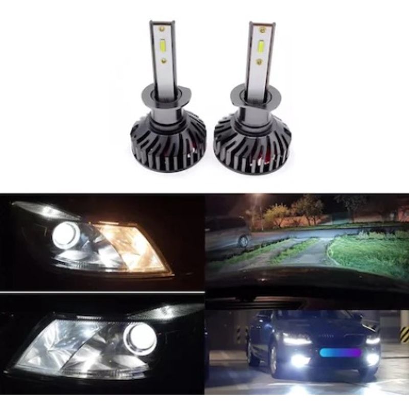 Auto si Moto - Electrice auto - Iluminare si semnalizare - Becuri auto - Set 2 becuri auto COB H1, 100W, lumina alb-rece, 12000 lumeni - Infinity.ro