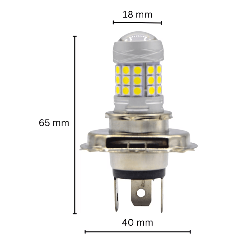 Auto si Moto - Electrice auto - Iluminare si semnalizare - Becuri auto - Set 2 becuri auto H4 cu 42 LED SMD 120W 6000k 12/80V doua faze lupa - Infinity.ro