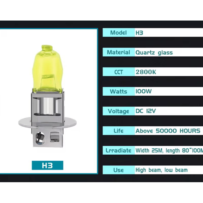 Auto si Moto - Electrice auto - Iluminare si semnalizare - Kituri xenon - Set 2 becuri LED auto H3 de 12V 100W 6000K HOD galbene XENON - Infinity.ro