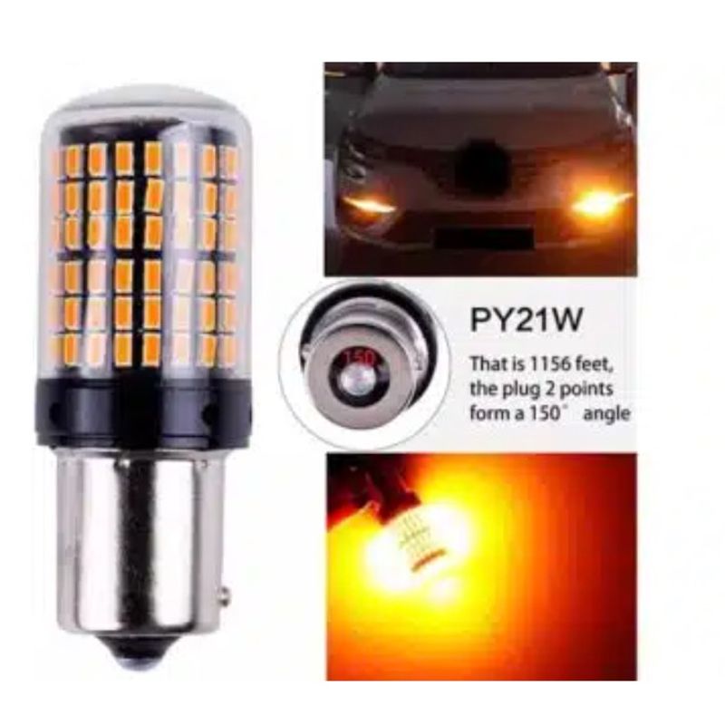 Auto si Moto - Electrice auto - Iluminare si semnalizare - Becuri auto - Set 2 Becuri LED Canbus 1156 Pozitie Portocaliu BA15S P21W 144 LED-uri - Infinity.ro