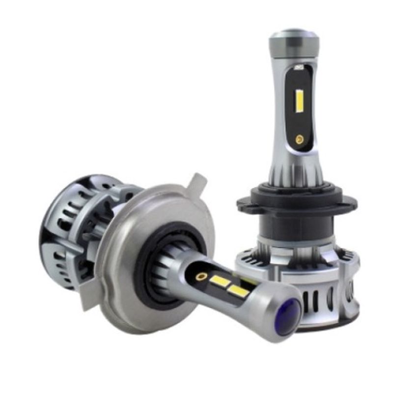 Auto si Moto - Electrice auto - Iluminare si semnalizare - Becuri auto - Set 2 becuri Auto LED XT7 H4, 50W, Canbus 2 FAZE + pozitie Albastra - Infinity.ro