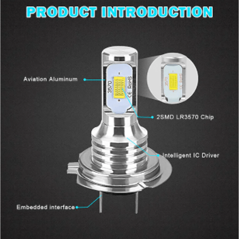 Auto si Moto - Electrice auto - Iluminare si semnalizare - Becuri auto - Set 2 becuri LED AUTO H7 3570 XL de ceata putere 80W 4000 lumeni temperatura 6000-6500K - Infinity.ro