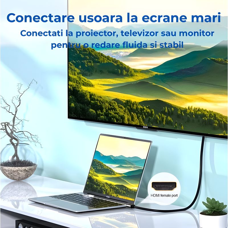 TV, Audio-Video si Foto - Accesorii TV si audio - Cabluri si adaptoare audio - Cablu HDMI 2.1 tata-tata 8k60hz 4k120hz 3D 200 cm, transmisie pana la 48Gbps,  compatibil HDCP2.2/CEC/EDID - Infinity.ro