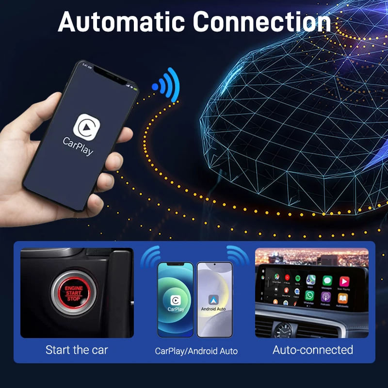 Auto si Moto - Electronice auto - Multimedia auto - Adaptor Wireless CarPlay & Android Auto 2-in-1 Staryon®, transforma conexiunea prin cablu in wireless - Infinity.ro