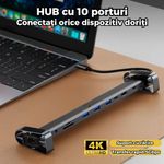 PC, gaming si accesorii - Retelistica - Hub-uri - HUB USB-C 10-in-1, PRESTIGE CHARGE®, Type-C 100W, Incarcare rapida, pentru Laptop, Tableta si Alte Dispozitive USB-C - Infinity.ro