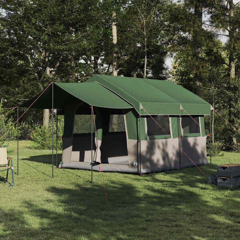 Sport si Outdoor - Camping - Corturi camping - Cort de familie cu acoperis Verde si alb 324 x 255 x 230 cm - Infinity.ro