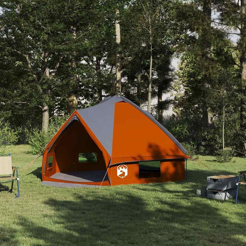Sport si Outdoor - Camping - Corturi camping - Cort Teepee cu acoperis Gri si Portocalie 490 x 410 x 210 cm - Infinity.ro