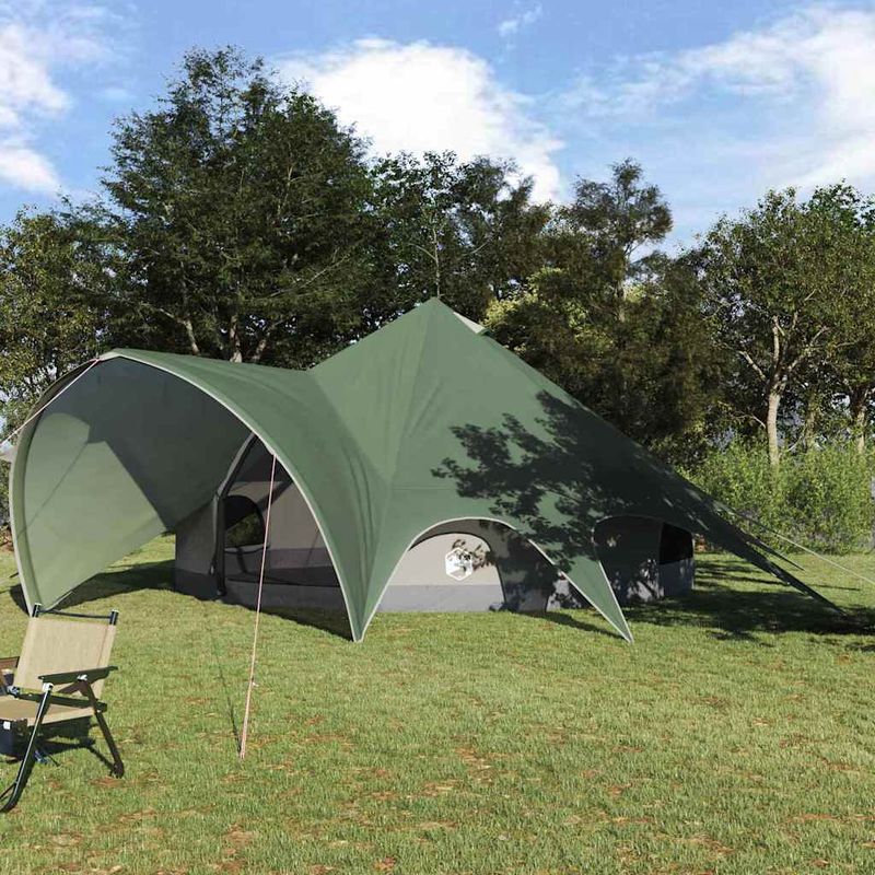 Sport si Outdoor - Camping - Corturi camping - Cort Teepee cu acoperis Verde si gri 600 x 600 x 347 cm - Infinity.ro