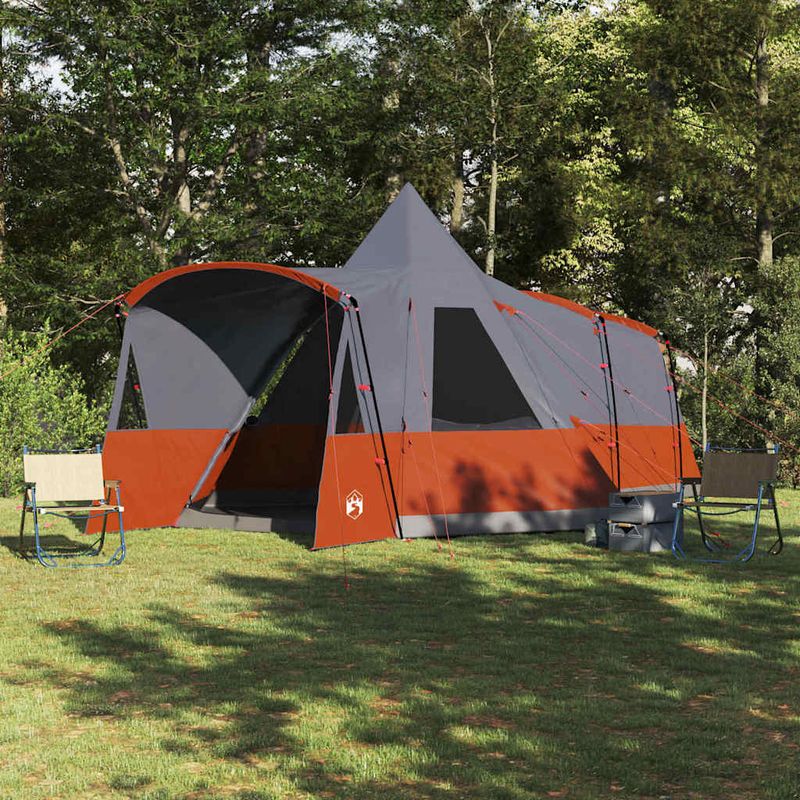 Sport si Outdoor - Camping - Corturi camping - Cort Teepee cu acoperis Gri si Portocalie 720 x 465 x 295 cm - Infinity.ro
