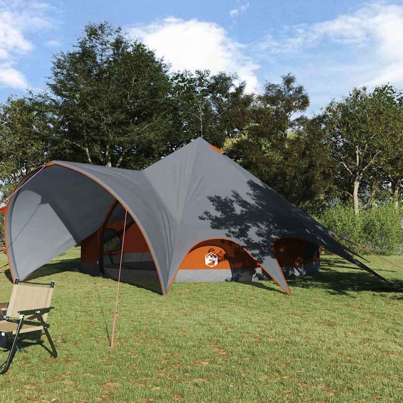 Sport si Outdoor - Camping - Corturi camping - Cort Teepee cu acoperis Gri si Portocalie 600 x 600 x 347 cm - Infinity.ro