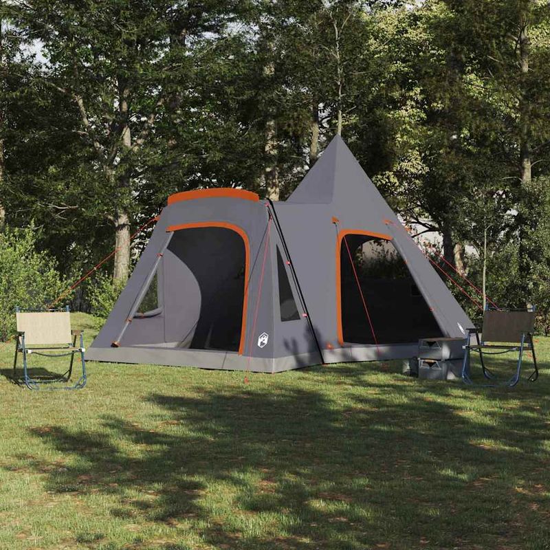 Sport si Outdoor - Camping - Corturi camping - Cort Teepee cu acoperis Gri si Portocalie 545 x 450 x 295 cm - Infinity.ro