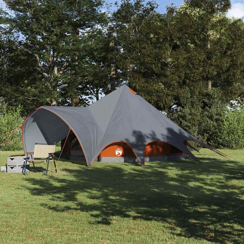 Sport si Outdoor - Camping - Corturi camping - Cort Teepee cu acoperis Gri si Portocalie 600 x 600 x 347 cm - Infinity.ro