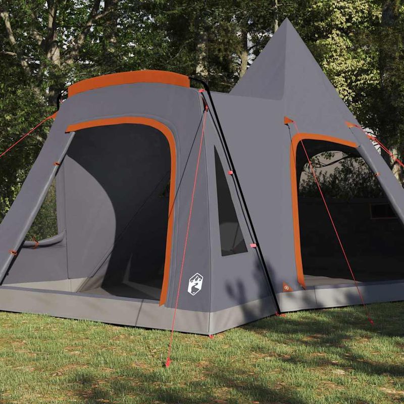Sport si Outdoor - Camping - Corturi camping - Cort Teepee cu acoperis Gri si Portocalie 545 x 450 x 295 cm - Infinity.ro