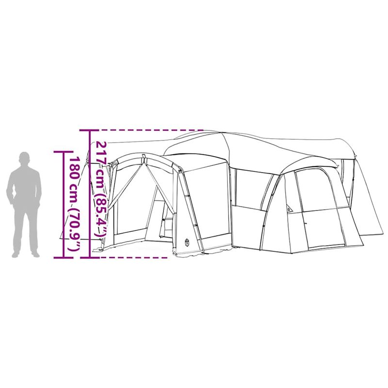 Sport si Outdoor - Camping - Corturi camping - Cort de familie cu acoperis Verde si alb 745 x 700 x 217 cm - Infinity.ro