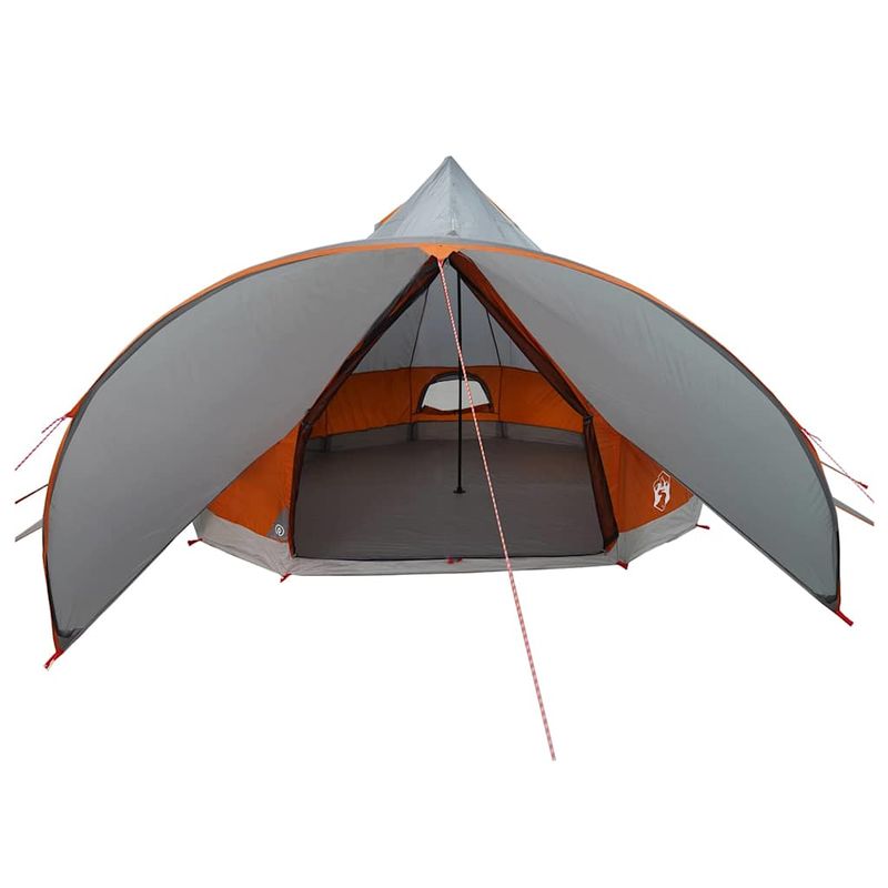 Sport si Outdoor - Camping - Corturi camping - Cort Teepee cu acoperis Gri si Portocalie 600 x 600 x 347 cm - Infinity.ro