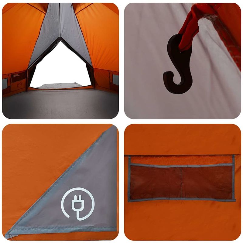 Sport si Outdoor - Camping - Corturi camping - Cort Teepee cu acoperis Gri si Portocalie 490 x 410 x 210 cm - Infinity.ro