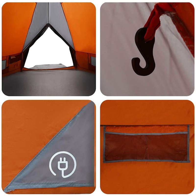 Sport si Outdoor - Camping - Corturi camping - Cort Teepee cu acoperis Gri si Portocalie 490 x 410 x 210 cm - Infinity.ro