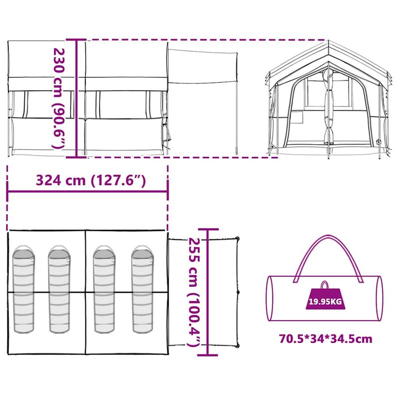 Sport si Outdoor - Camping - Corturi camping - Cort de familie cu acoperis Albastru si Gri 324 x 255 x 230 cm - Infinity.ro