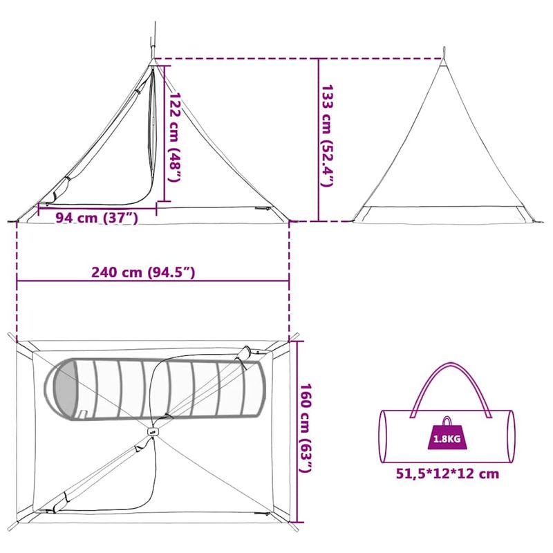 Sport si Outdoor - Camping - Corturi camping - Cort interior Negru 240 x 160 x 133 cm Plasa - Infinity.ro