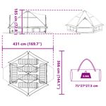 Sport si Outdoor - Camping - Corturi camping - Cort Teepee cu acoperis Albastru si Gri 490 x 410 x 210 cm - Infinity.ro