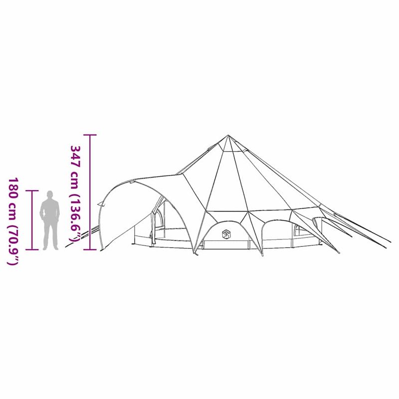 Sport si Outdoor - Camping - Corturi camping - Cort Teepee cu acoperis Verde si gri 600 x 600 x 347 cm - Infinity.ro