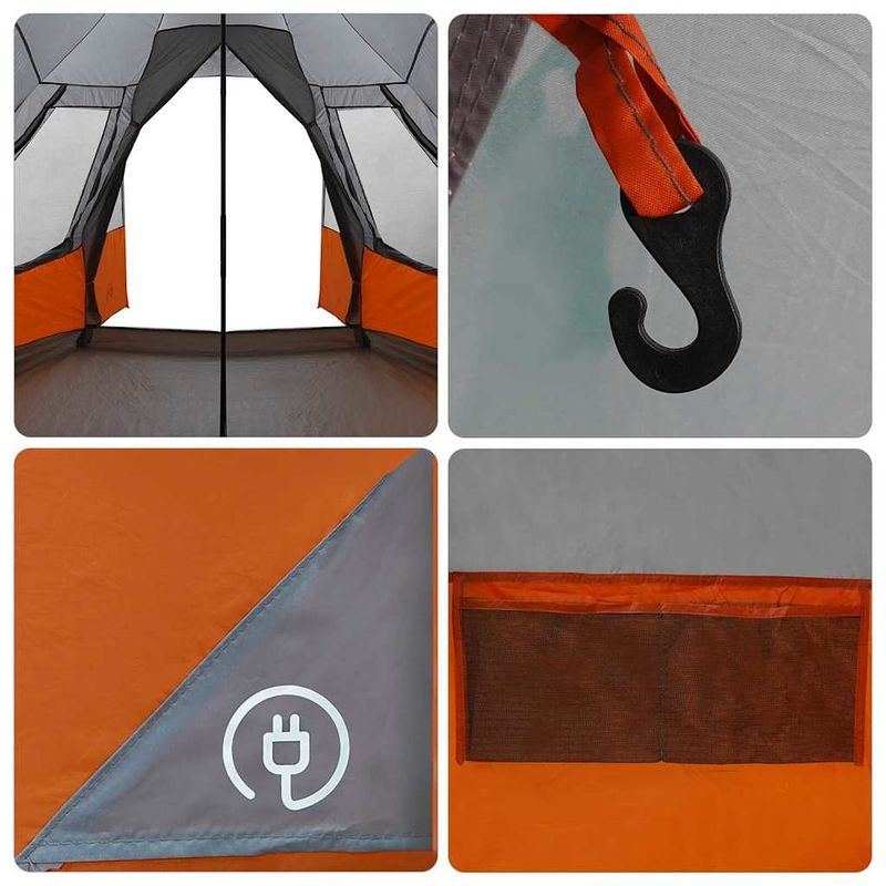 Sport si Outdoor - Camping - Corturi camping - Cort Teepee cu acoperis Gri si Portocalie 545 x 450 x 295 cm - Infinity.ro