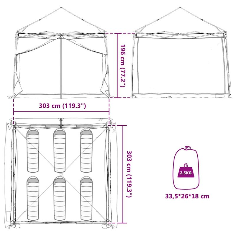 Sport si Outdoor - Camping - Corturi camping - Cort interior din plasa Gri 303 x 303 cm - Infinity.ro