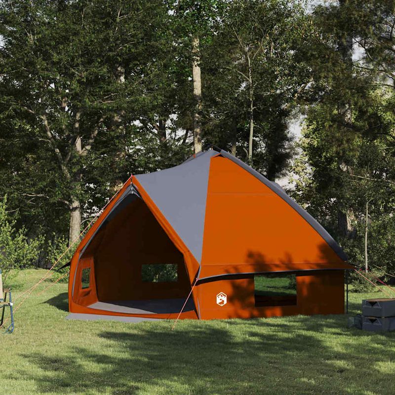 Sport si Outdoor - Camping - Corturi camping - Cort Teepee cu acoperis Gri si Portocalie 490 x 410 x 210 cm - Infinity.ro