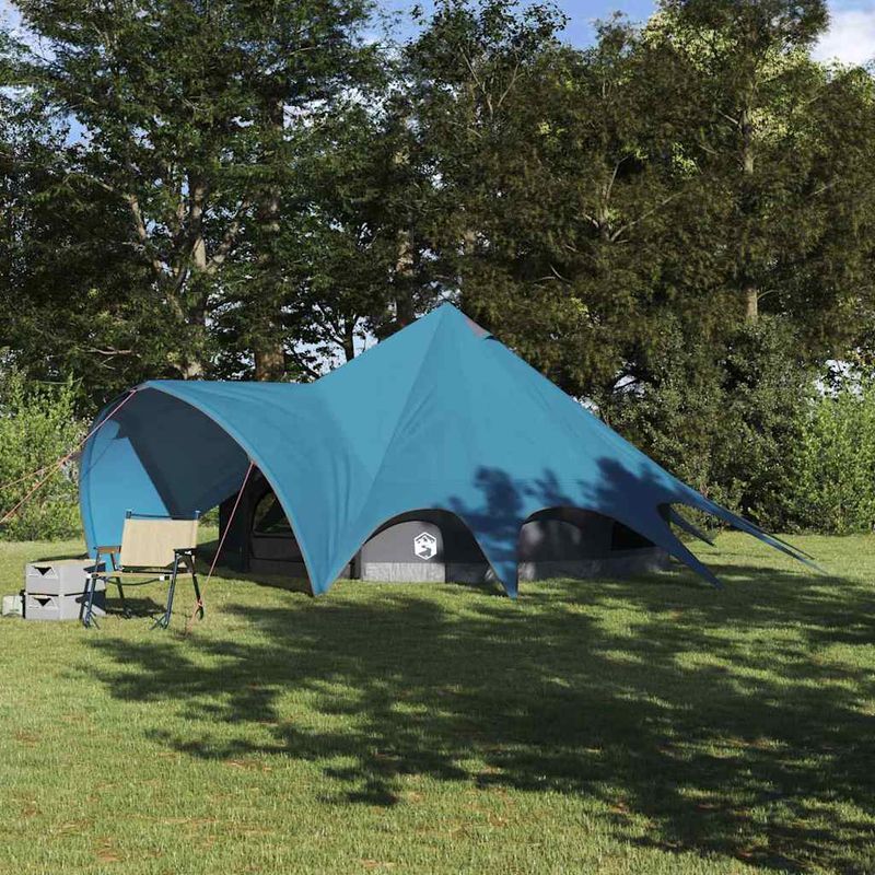 Sport si Outdoor - Camping - Corturi camping - Cort Teepee cu acoperis Albastru si Gri 600 x 600 x 347 cm - Infinity.ro