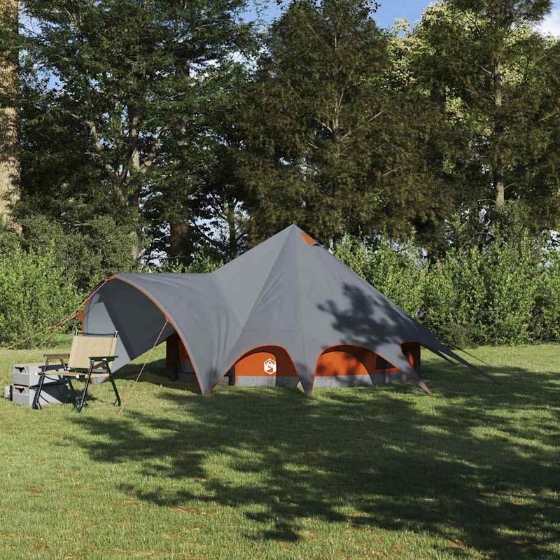 Sport si Outdoor - Camping - Corturi camping - Cort Teepee cu acoperis Gri si Portocalie 600 x 600 x 347 cm - Infinity.ro