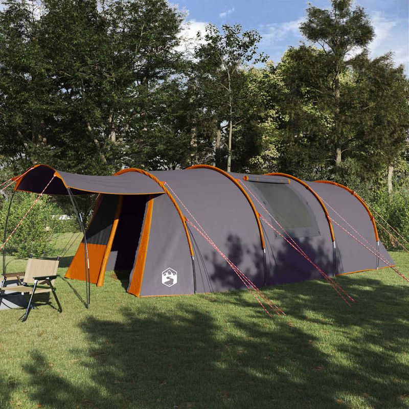 Sport si Outdoor - Camping - Corturi camping - Cort tunel cu acoperis Gri si Portocalie 740 x 370 x 220 cm - Infinity.ro