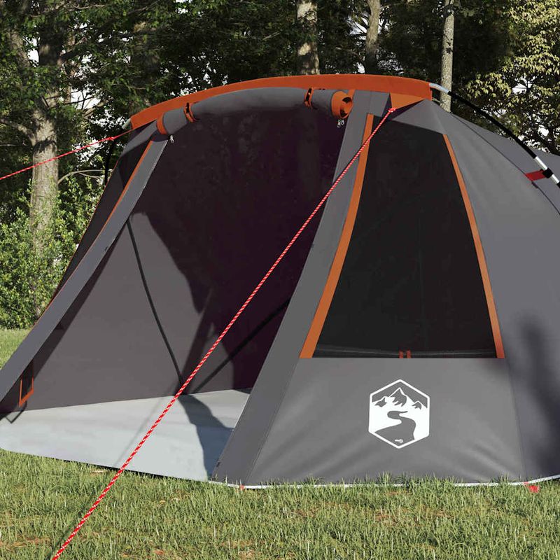 Sport si Outdoor - Camping - Corturi camping - Cort tunel cu acoperis Gri si Portocalie 328 x 228 x 115 cm - Infinity.ro