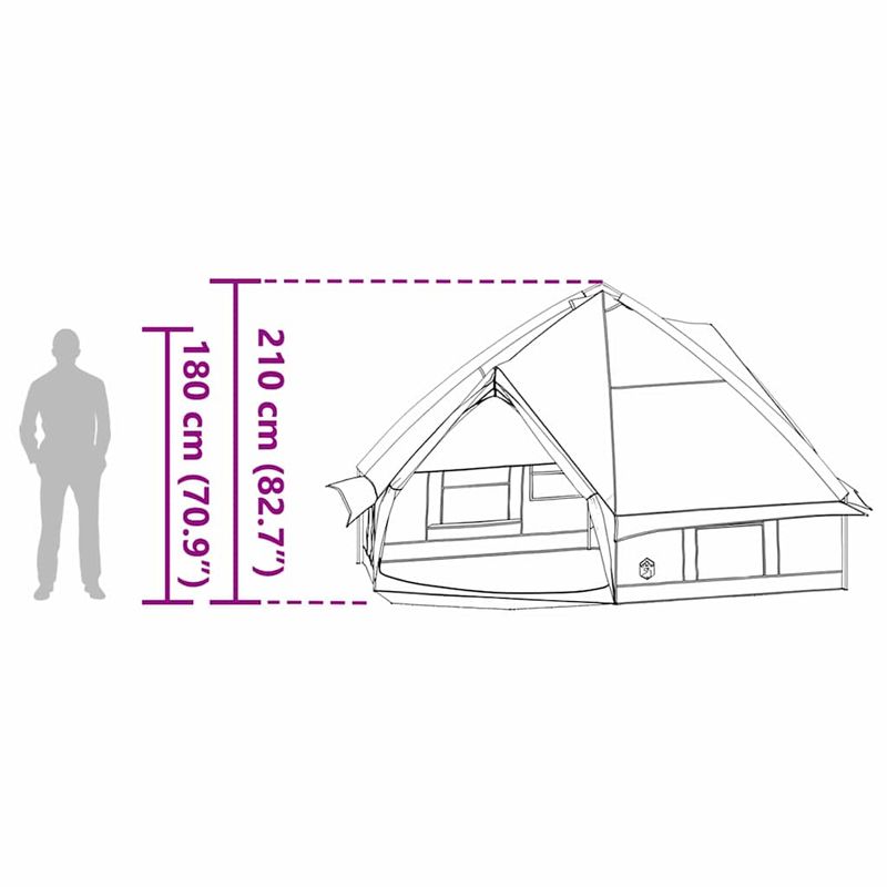 Sport si Outdoor - Camping - Corturi camping - Cort Teepee cu acoperis Albastru si Gri 490 x 410 x 210 cm - Infinity.ro