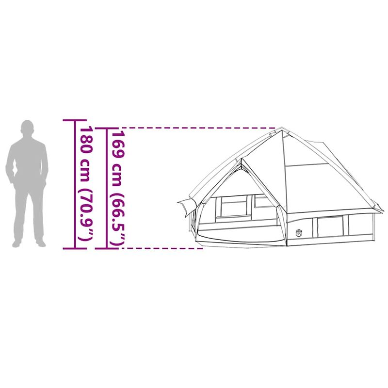 Sport si Outdoor - Camping - Corturi camping - Cort Teepee cu acoperis Verde si gri 490 x 410 x 210 cm - Infinity.ro