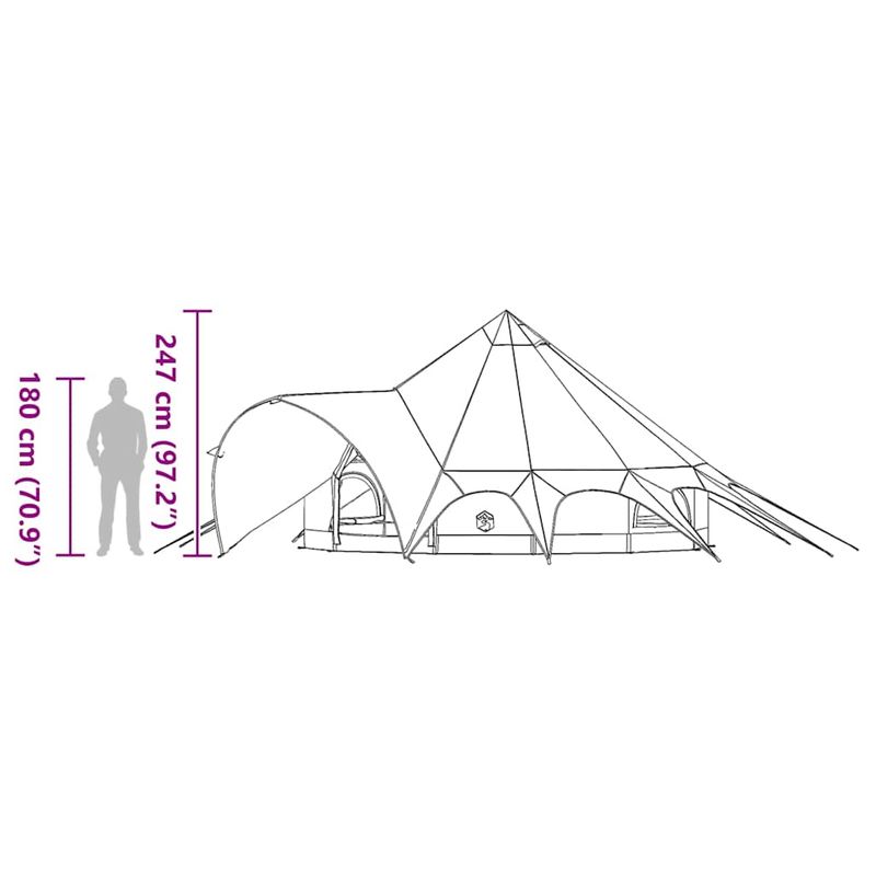Sport si Outdoor - Camping - Corturi camping - Cort Teepee cu acoperis Albastru si Gri 600 x 600 x 347 cm - Infinity.ro
