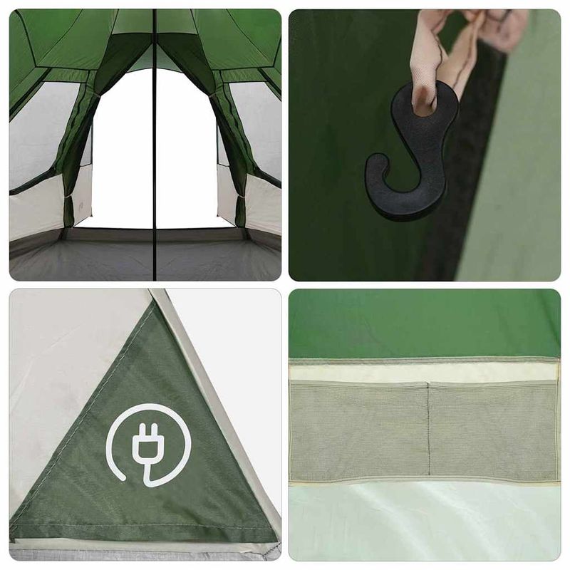 Sport si Outdoor - Camping - Corturi camping - Cort Teepee Verde 720 x 465 x 295 cm Poliester 185T cu strat PU - Infinity.ro