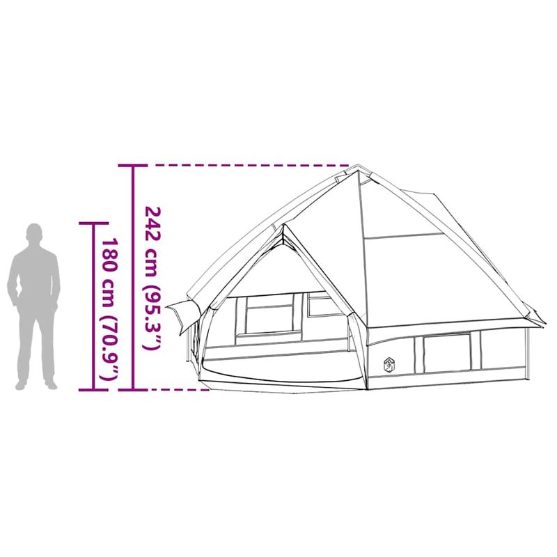 Sport si Outdoor - Camping - Corturi camping - Cort Teepee cu acoperis Verde si alb 490 x 410 x 210 cm - Infinity.ro