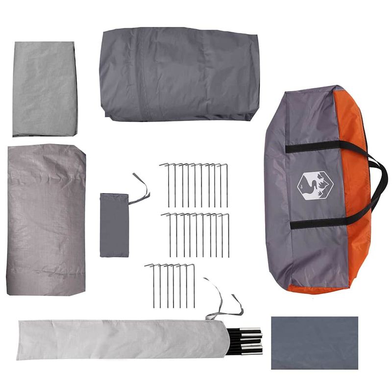 Sport si Outdoor - Camping - Corturi camping - Cort tunel cu acoperis Gri si Portocalie 740 x 370 x 220 cm - Infinity.ro