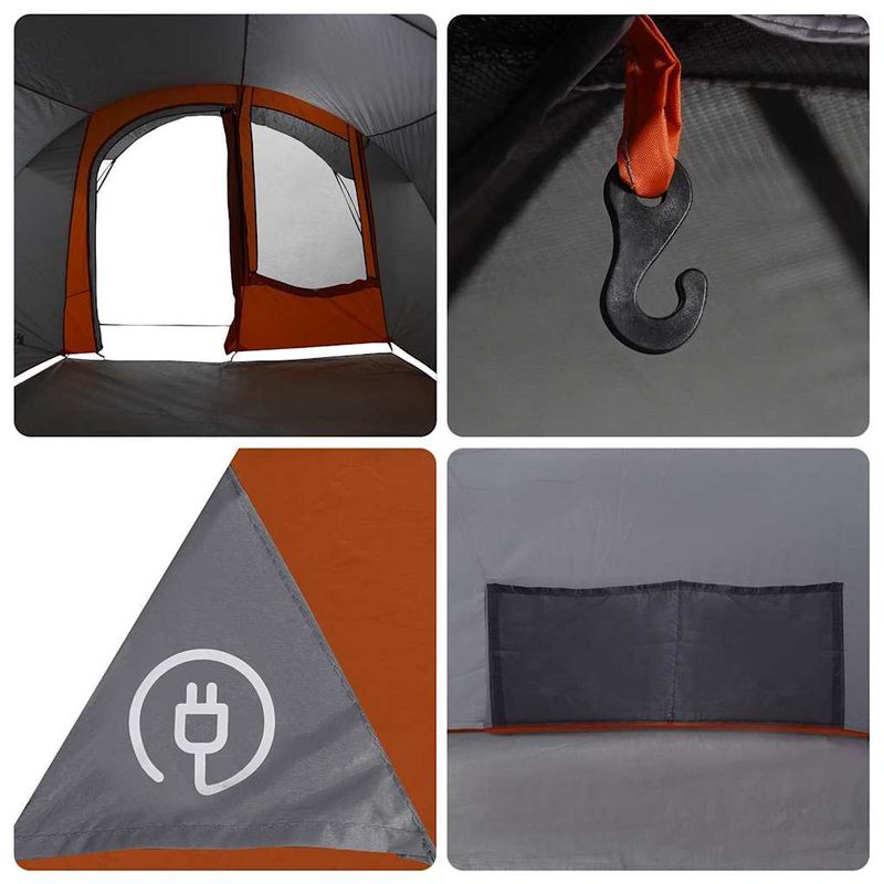 Sport si Outdoor - Camping - Corturi camping - Cort tunel cu acoperis Gri si Portocalie 740 x 370 x 220 cm - Infinity.ro