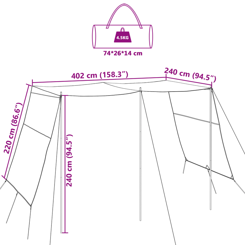 Sport si Outdoor - Camping - Copertine si adaposturi - Prelata rezistenta la apa 302 x 240 x 240 cm - Infinity.ro