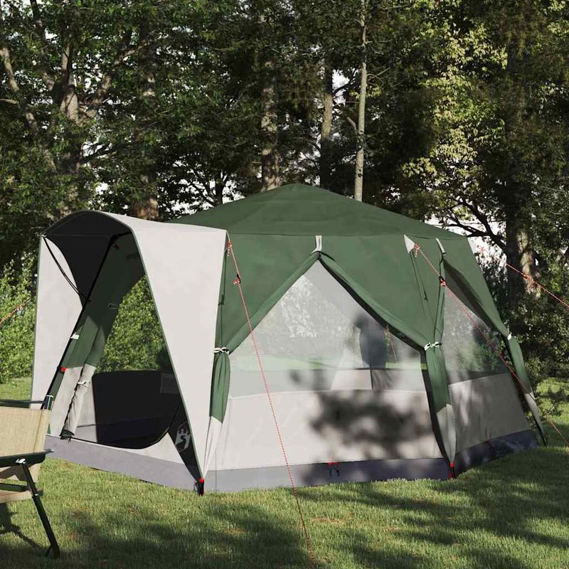 Sport si Outdoor - Camping - Corturi camping - Cort cabina cu acoperis Verde si alb 333 x 317 x 194 cm - Infinity.ro