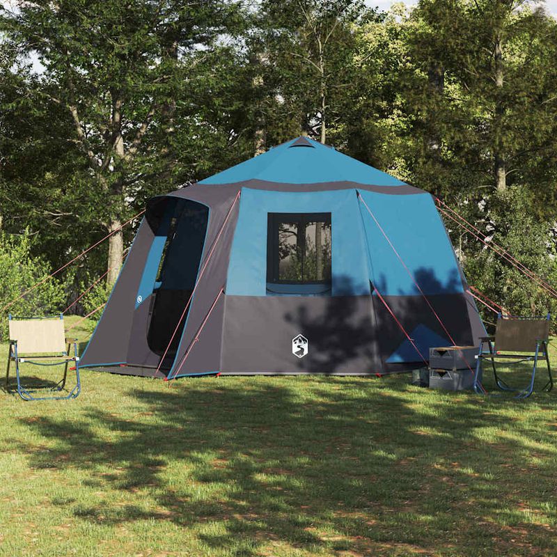 Sport si Outdoor - Camping - Corturi camping - Cort cabina cu acoperis Albastru si Gri 405 x 405 x 273 cm - Infinity.ro