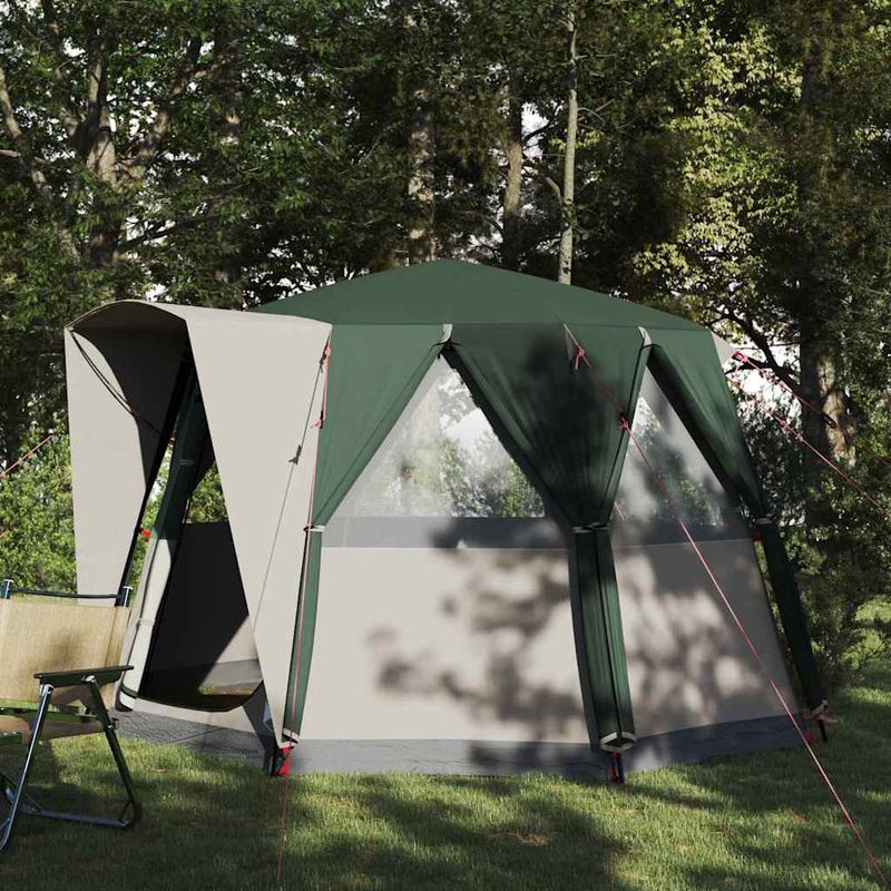 Sport si Outdoor - Camping - Corturi camping - Cort cabina cu acoperis Verde si alb 320 x 320 x 203 cm - Infinity.ro