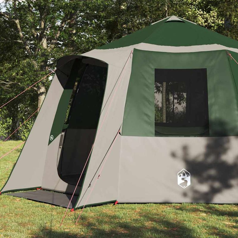 Sport si Outdoor - Camping - Corturi camping - Cort cabina cu acoperis Verde si alb 405 x 405 x 273 cm - Infinity.ro