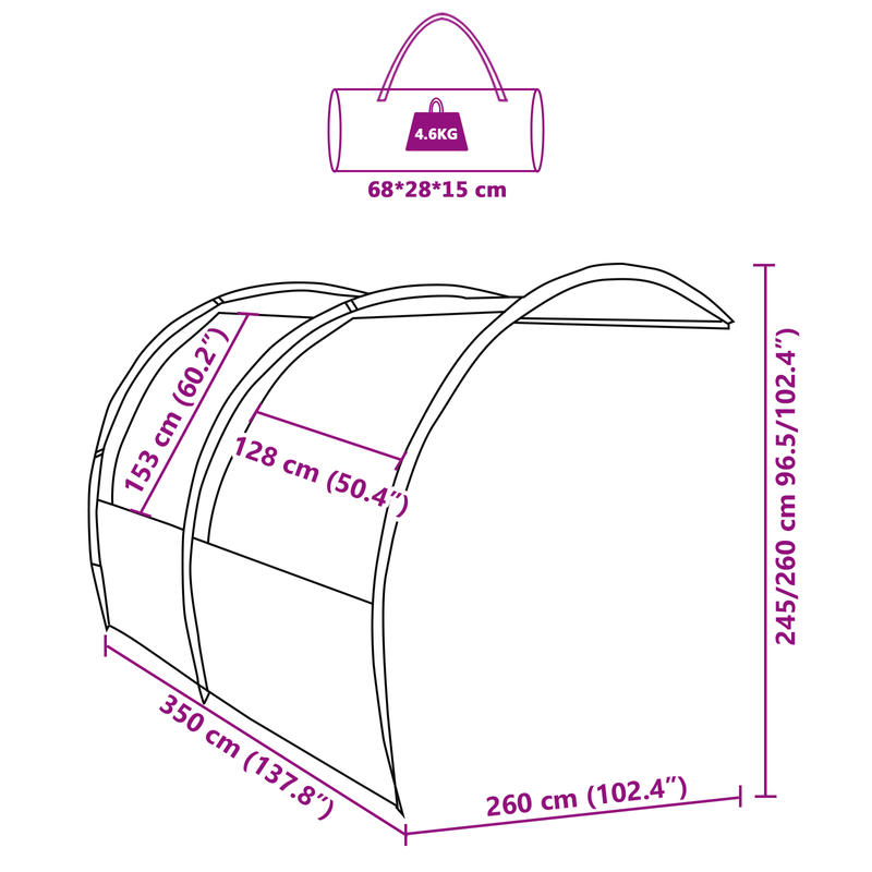 Sport si Outdoor - Camping - Copertine si adaposturi - Prelata rezistenta la apa 260 x 350 x 260 cm - Infinity.ro