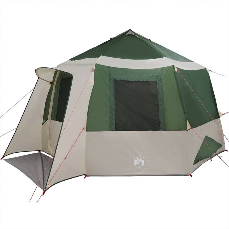Sport si Outdoor - Camping - Corturi camping - Cort cabina cu acoperis Verde si alb 405 x 405 x 273 cm - Infinity.ro
