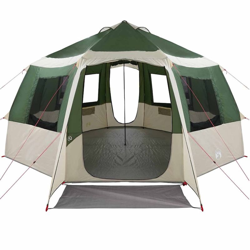 Sport si Outdoor - Camping - Corturi camping - Cort cabina cu acoperis Verde si alb 405 x 405 x 273 cm - Infinity.ro