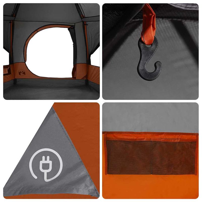 Sport si Outdoor - Camping - Corturi camping - Cort cabina cu acoperis Gri si Portocalie 400 x 350 x 212 cm - Infinity.ro